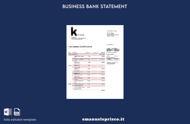 modello di estratto conto aziendale Kutxabank in stile verificato Modello Word e